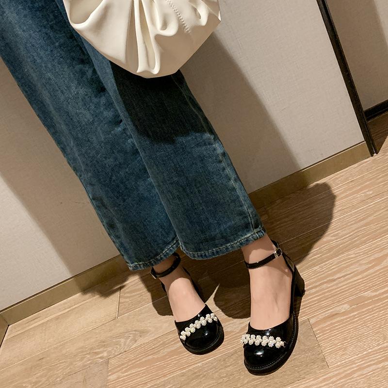 Thick Heel Light Mouth Word with Thick Heel Mary Jane Single Shoes Female Style Student Female Sandals