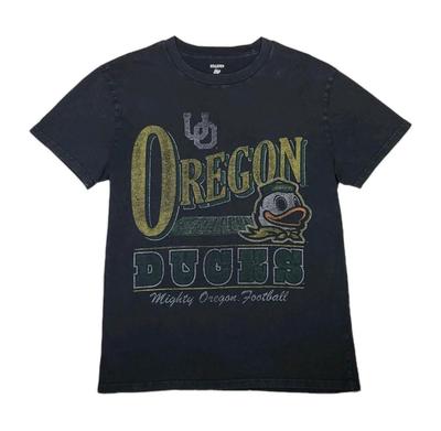 Oregon Ducks Pomačkané Retro Tričko Střední Černá NCAA Kolegiální Sportovní Oblečení Unisex Tričko