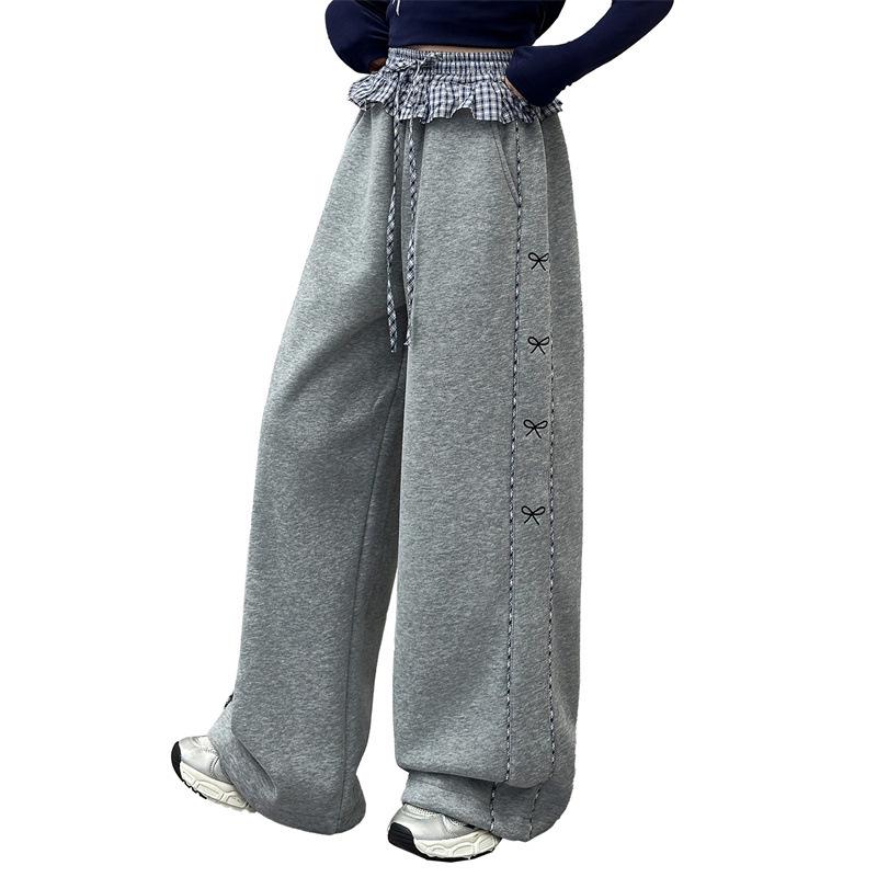 Girls' Fleece-Lined Wide-Leg Pants: Fashionable Autumn/Winter Children's Wear