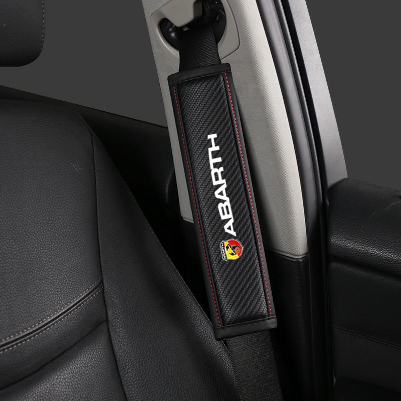 2pcs Car Safety Shoulder Cover Seat Belt Pad Strap Padding For Fiat Abarth 595 Abarth 500 Abarth 124 Spider Auto Accessories