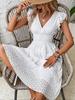 2026 Spring & Summer V-Neck Ruffle Sleeve Slimming Dress for Women