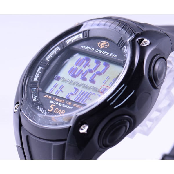 J-AXIS Men's WRC16-BK (Sun Flame) Round Watch Black Resin Digital