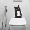 Playful Black Cat Holding Toilet Paper Toilet Seat Sticker Bathroom Decor Self-Adhesive Removable Decal