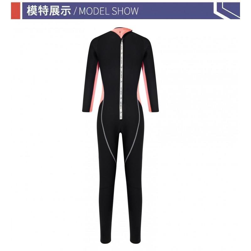 2mm Womens Full Wetsuit Snorkeling Swimming Surfing Fall Warmth Lightweight Dive Suit Black Pink Blue