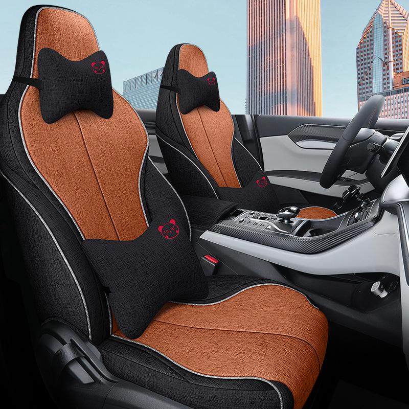 BYD QinPLUS Linen Car Seat Cushion, Full Surround, Four Seasons, for Qinplusdmi/ev.