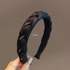 Elegant Black Braided Rhinestone Headband: Versatile Wide-Edge Hair Accessory