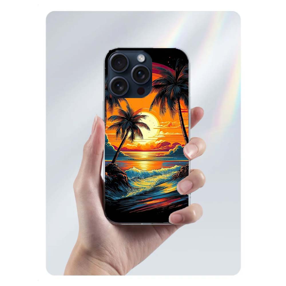 Beautiful Seaside Coconut Trees Clear Phone Case For Iphone 17 Air 16 Pro Max 15 Pro 14 Plus 17E 16E 11 13 12 Mini Cover Cases F