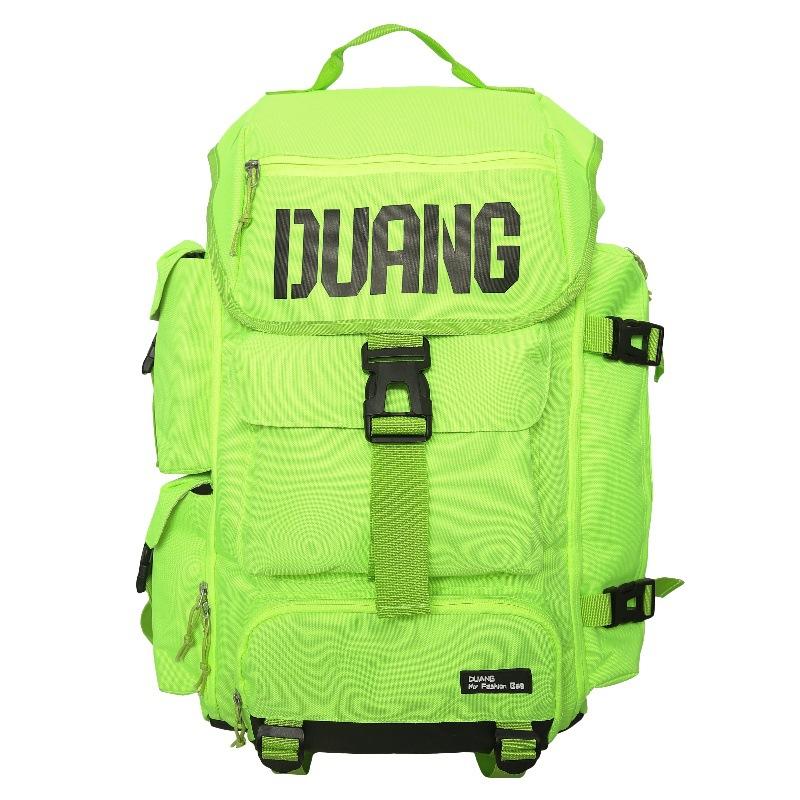 

Backpack large capacity trendy cool outdoor travel bag student campus schoolbag tooling Korean high value double shoulder back burst зелений
