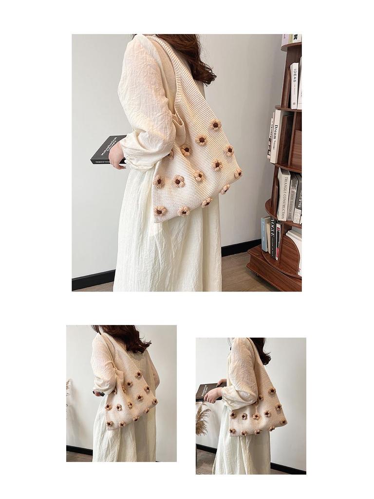 Women's 2025 Large Capacity Knit Flower Tote: Spring/Summer Beach & Commuting Bag