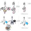 Copper Owl Graduation Hat Charms Bead Girl Luggage Pendants Safety Chain Fit Bangle Bracelet Diy Jewelry Marking