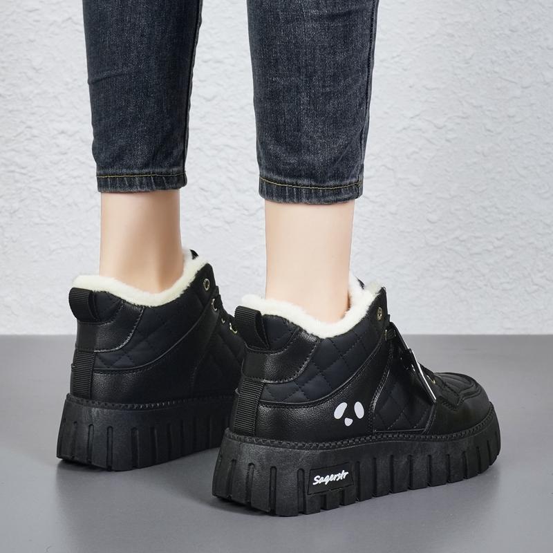 34-42 Winter Women's Large Fashion Thick Bottom High Top with Velvet Warmth High Top Cotton Shoes Snow Boots