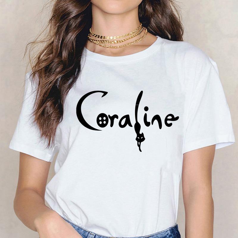 Maglietta Horror di Moda Bambola Coraline Sogni Maglietta Y2k Donna Vintage Gotica Magliette Grafiche di Halloween Abbigliamento