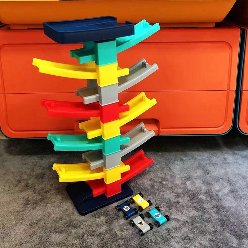 Children'S Cartoon Fun Sliding Mini Inertia Car Early Education Multi-Layer Color Track Puzzle Desktop Toy
