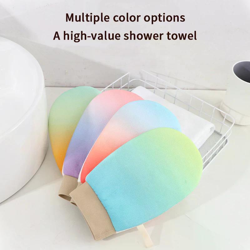 Thin Double Sided Shower Gloves Gradient Colored Single-layer Bath Towel Body Cleaning Exfoliating Peeling Rubbing Scrub Gloves