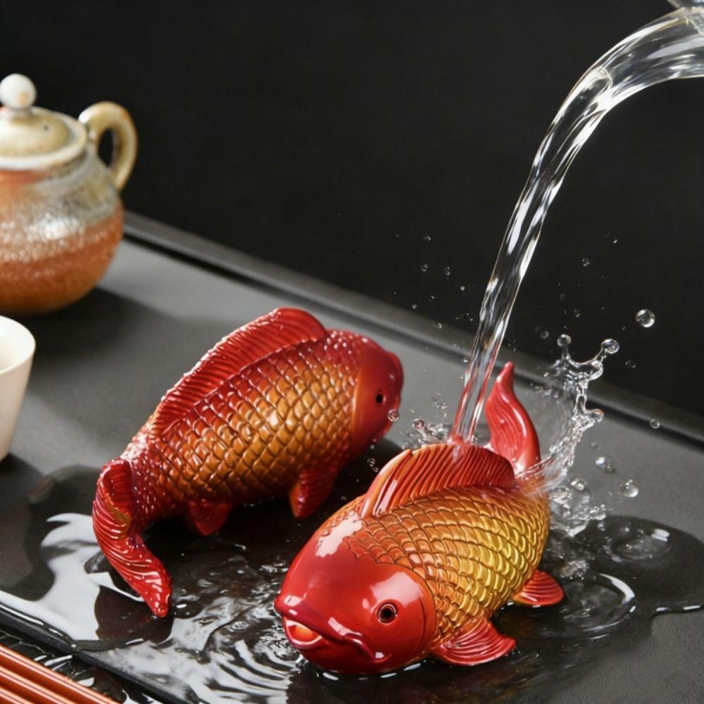 Heat Sensitive Tea Play Decoration Resin Koi Fish Tea Pet for Kung Fu Tea Lovers Gifts