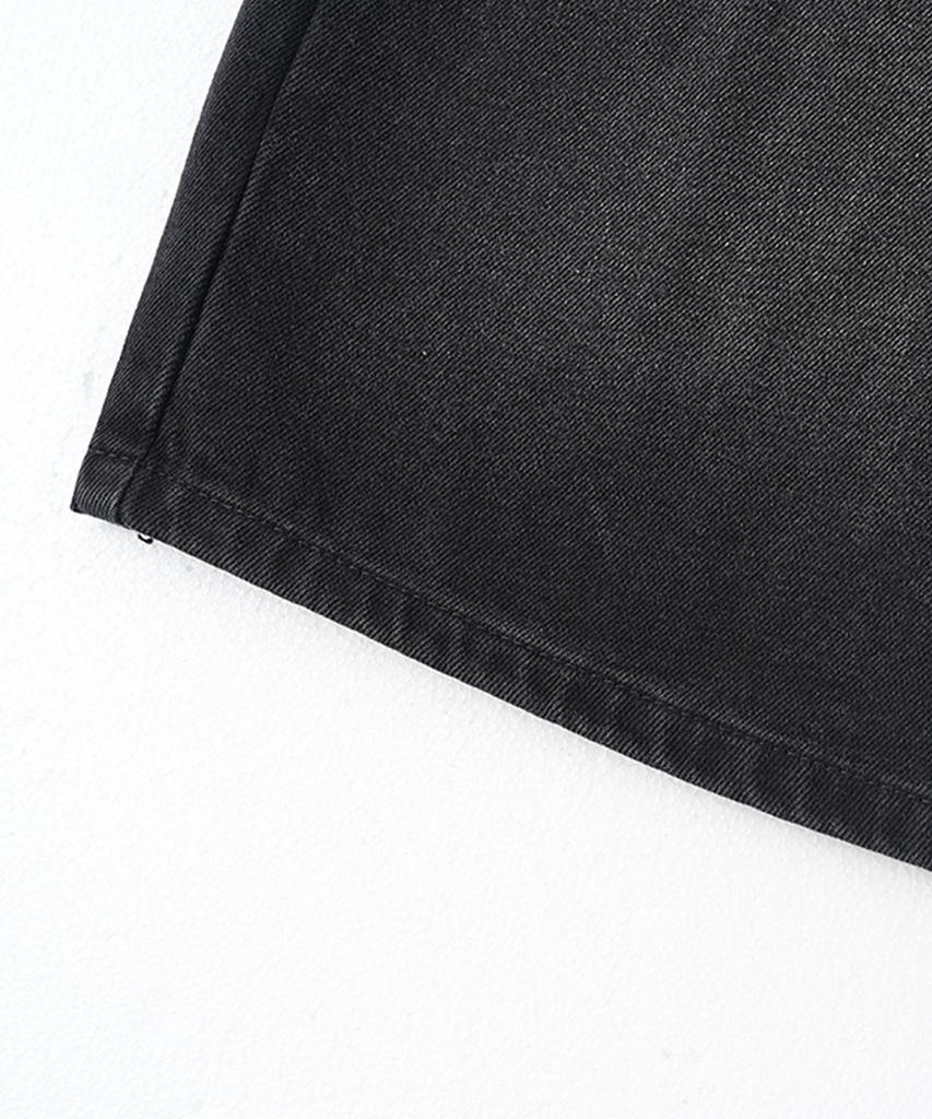 Descheuis Everyday Single-Pleat Carpenter Bermuda Denim Pants Black (Type A)