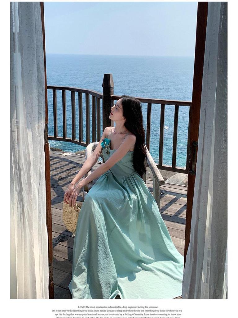 Elegant Blue-Green Maxi Dress: Flowy, Slimming, and Perfect for Vacations