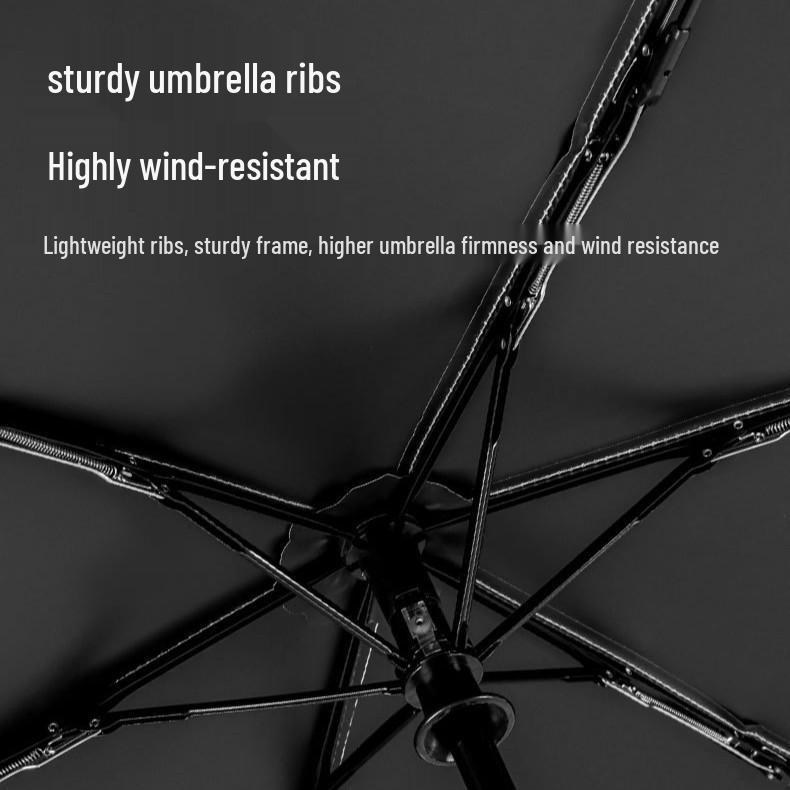 Fully Automatic Five-Fold Umbrella with Black Glue Sunscreen, UV Protection, and Dual-Use for Rain or Shine