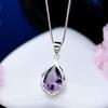 Frauen Tröpfchen Faux Amethyst Halskette Schlüsselbein Dekoration Anhänger Schmuck Geschenk