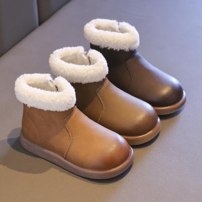 Wintermeisje Sneeuwschoenen Warm Pluizig Kinderkatoen Laarzen voor Jongens Buiten Veelzijdig Mode Casual Kinder Enkellaarsjes Ronde Neus