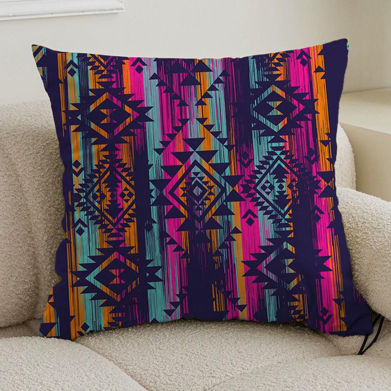 Double-sided bohemian print ethnic pillow cover sofa living room cushion cover geometric pillow square pillowcase