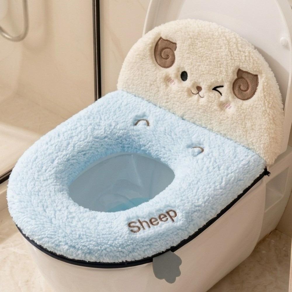 Skin-Friendly Zippered Toilet Seat Cover Non-Slip Plush Toilet Seat Winter Season