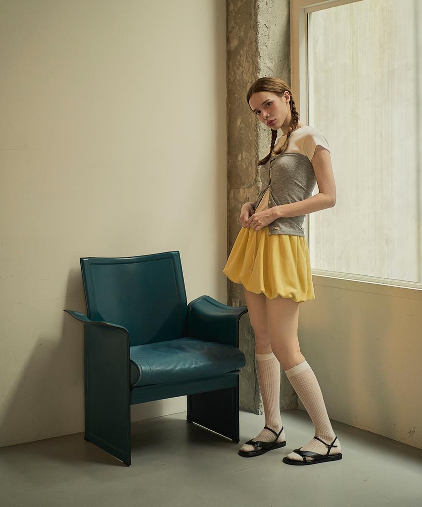 Iteoneolmomeonteu Balloon Elastic Waist Skirt _ Yellow
