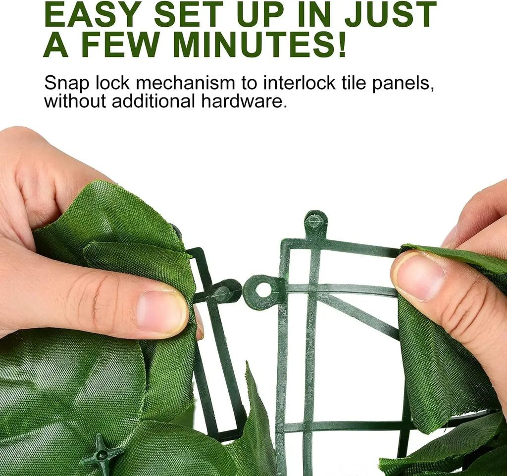 300cm Artificial Green Ivy Hedge Fence Panel Artificial Ivy Leaves Outdoor Home Garden Balcony Fence Screen Turf Decoration