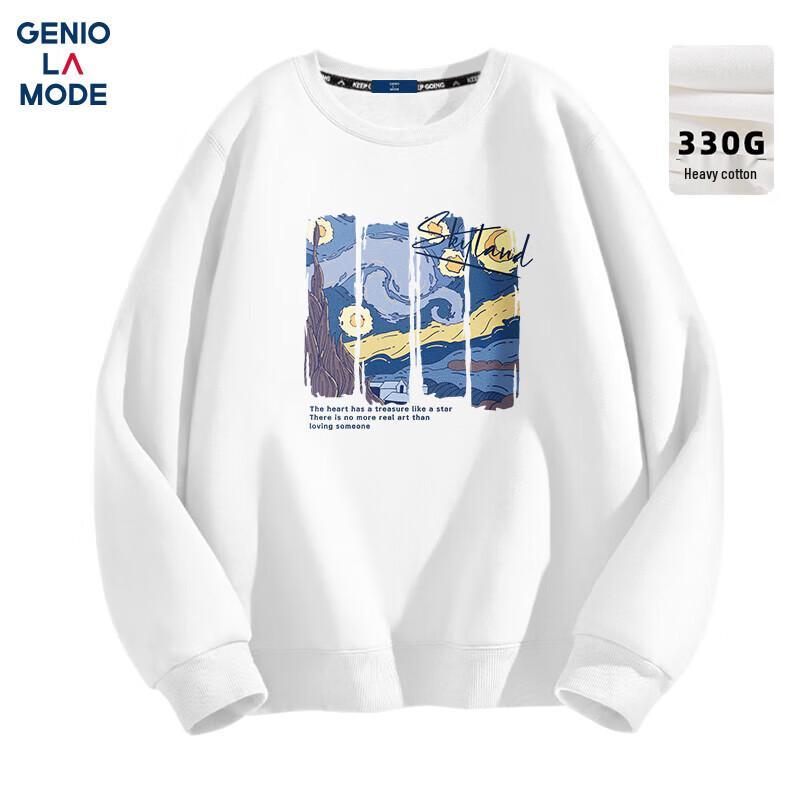 

GENIOLAMODE Мужской свитшот свободного кроя с круглым вырезом и принтом «Космические звезды» M