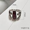 Punk Retro CopperColor Skull Vampire Bat Blood-red Zircon Rings for Men Women Gothic Halloween Party Jewelry Accessories Gifts