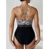 Leopard Ruffle  One Piece Swimsuit Women 2025 High Waist Mesh Tape Swimwear Female Beachwear V-neck Bathing Swimming Suit Summer