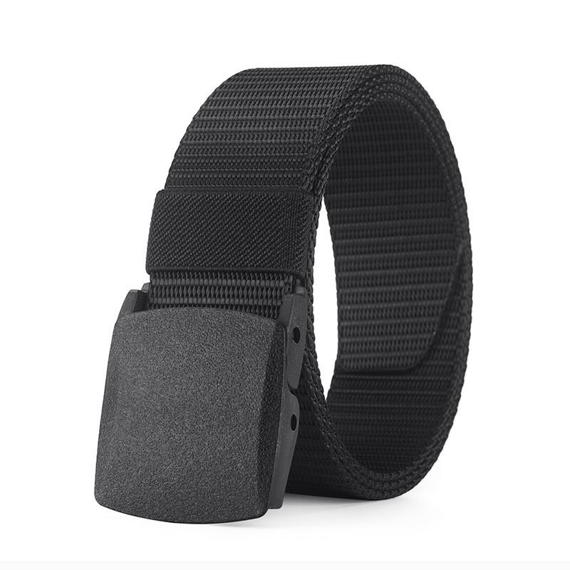 1pc Men's Canvas Belt Plastic Buckle Metal-Free Nylon Tactical Waist Belt Women's Belt Outdoor Hiking Webbing Belt Neutral Belts
