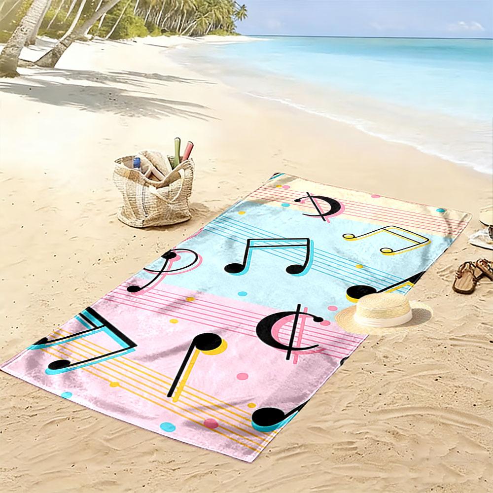 Musical Notes Pastel Towel Beach Towel Quick-drying for Travel Outdoor Sports Jogging Beach and Swimming