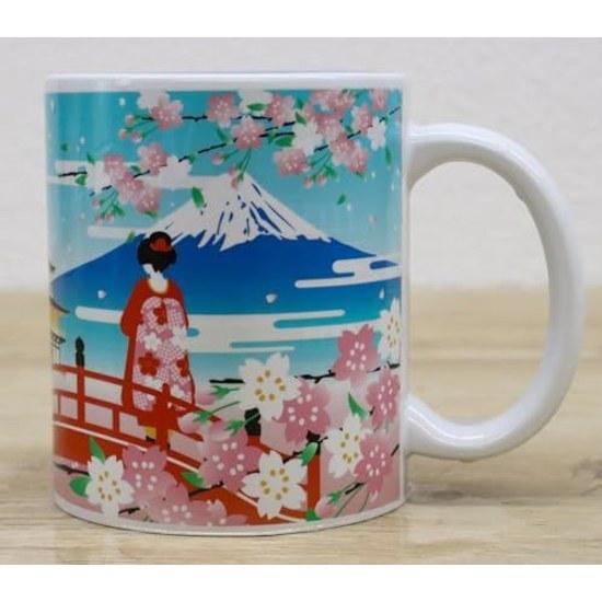 Made Japan Color-changing Mug Japanese Scenery Mount Fuji Maiko Cherry Blossoms Five-story Pagoda Temperature-sensitive Souvenirs Tradition Tourism