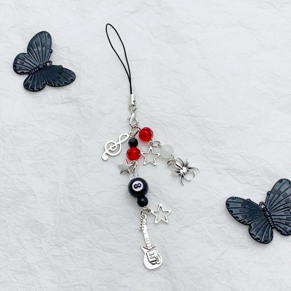 Bow Pink Guitar Phone Chain Guitar Cell Phone Strap Jewelry Gift Mobile Phone Lanyard  Woman Girl