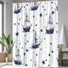 1Pc Nautical Star Pattern Shower Curtain, 70. 8X70. 8 Inches, Polyester Fabric, Bathroom Decor, Includes 12 Hooks