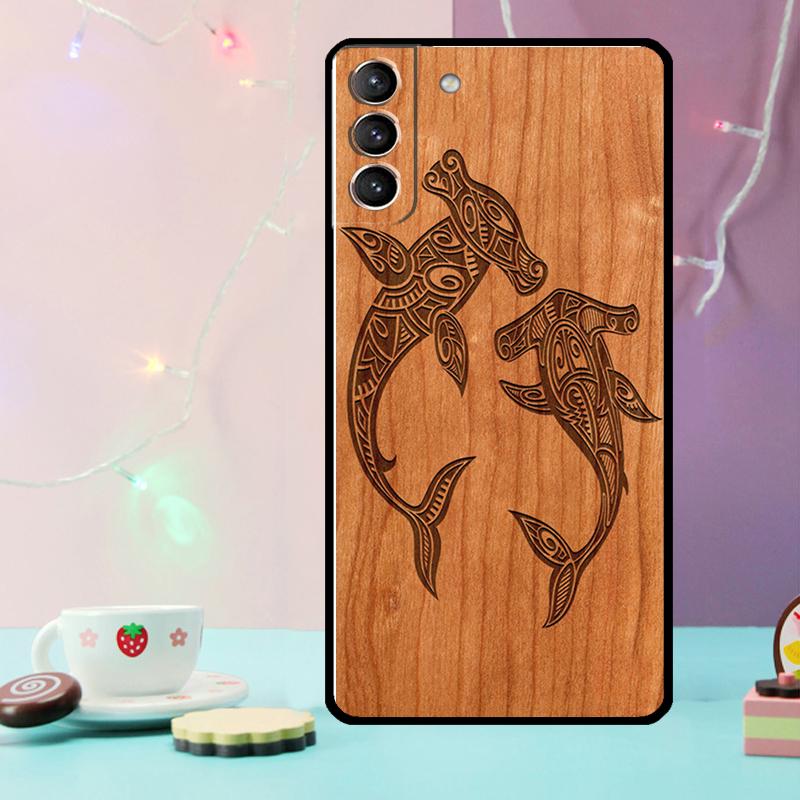 Wolf Bike Butterfly Wood Phone Case For Samsung Galaxy S24 Ultra S20 S21 S22 S23 S25 Ultra S9 S10 Plus S24 FE Cover