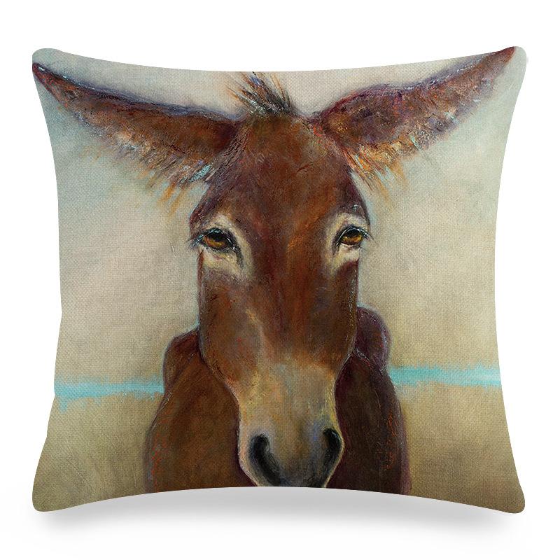 Home Decor Donkey Art: Various Scenes and Portraits Pattern Cushion Cover Suitable for Sofa Bedroom Car Pillow Cover