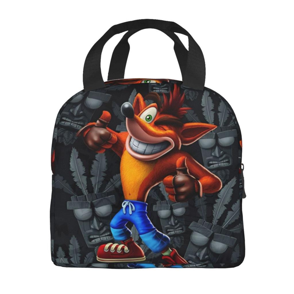 Crashs Bandicoots Cartoon Insulated Lunch Bags Video Game Food Container Portable Thermal Cooler Lunch Boxes For Work