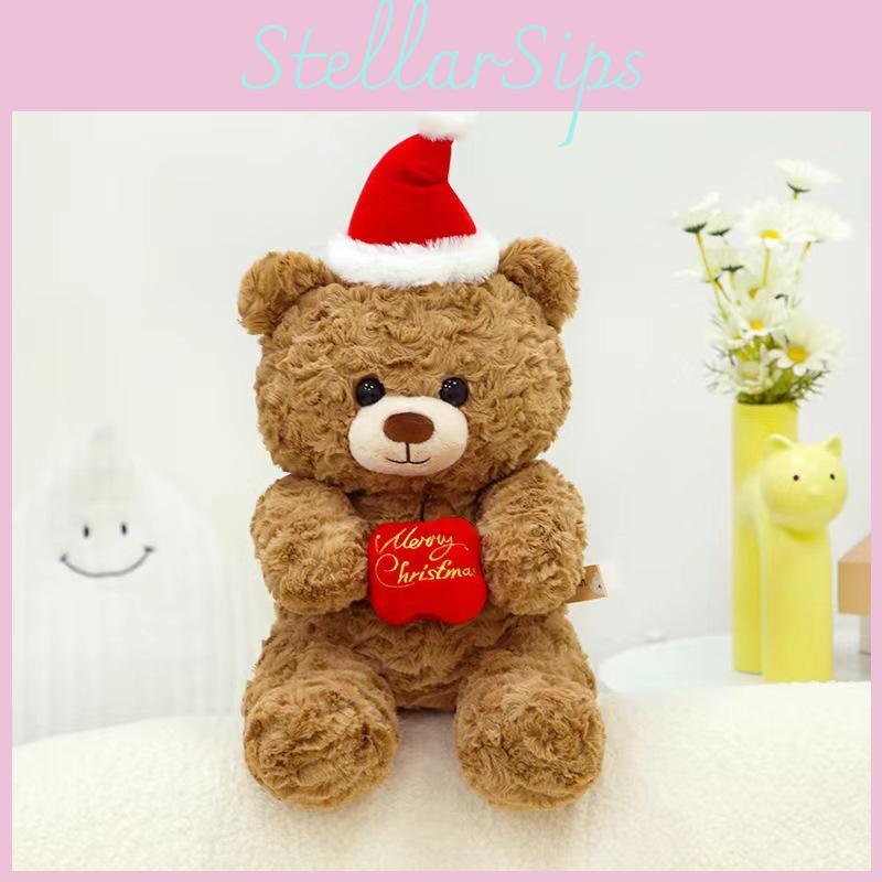 Hat Teddy Santa Bear Plush Toy Cute Cartoon Children Girls Holiday Doll Gift