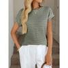 Summer New Women's Round Neck Pullover Two-color Knitted Short-sleeved Top