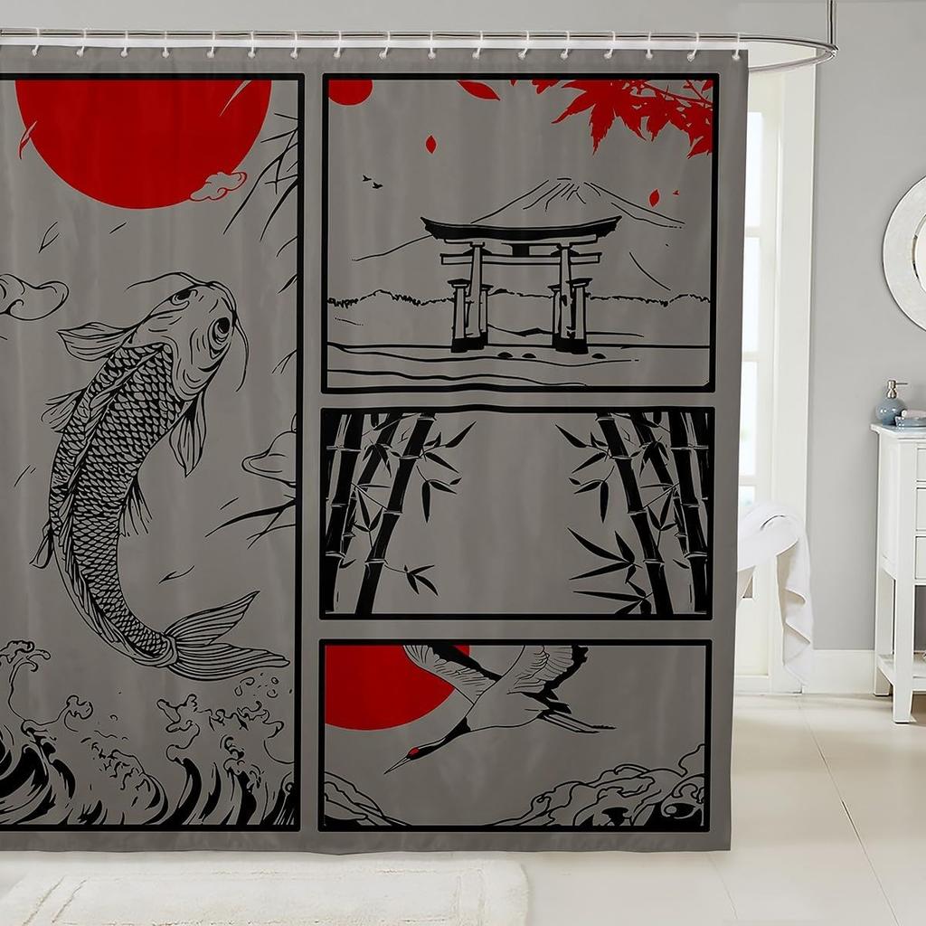 Kids Cute Corgi Shower Curtain Cherry Blossoms Bath Curtain Boys Girls Kawaii Dog Animal Pattern Sakura Flower Bathroom Shower