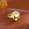 2025 New Enamel Dripping Oil Camellia Pearl Ring, Women's Fashion Ring, Light Luxury Temperament High-end Ring, Adjustable Ring