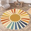 Cute Sun Face Play Mat Round Soft Nursery Floor Rug for Baby Kids Playroom Area Decor