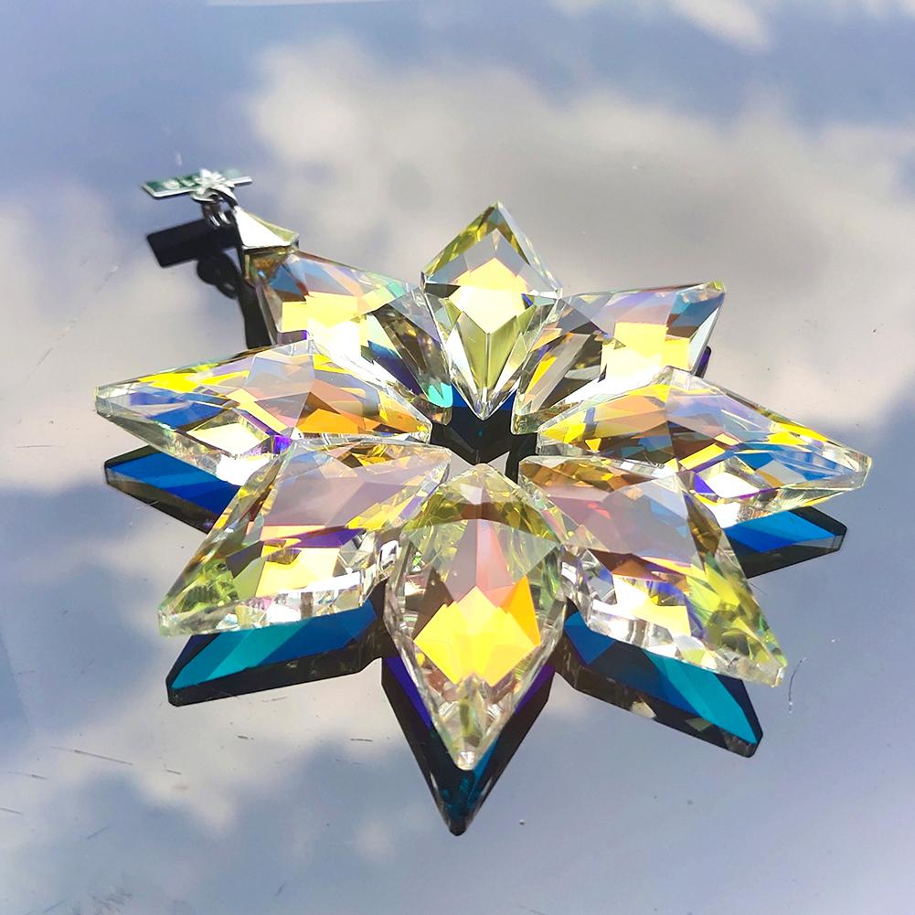 80MM Schneeflocken Sonnenfänger Kronleuchter Kristalle Prismen Glas Kristall Anhänger DIY Handarbeiten Hängender Schmuck Auto Deko Geschenke