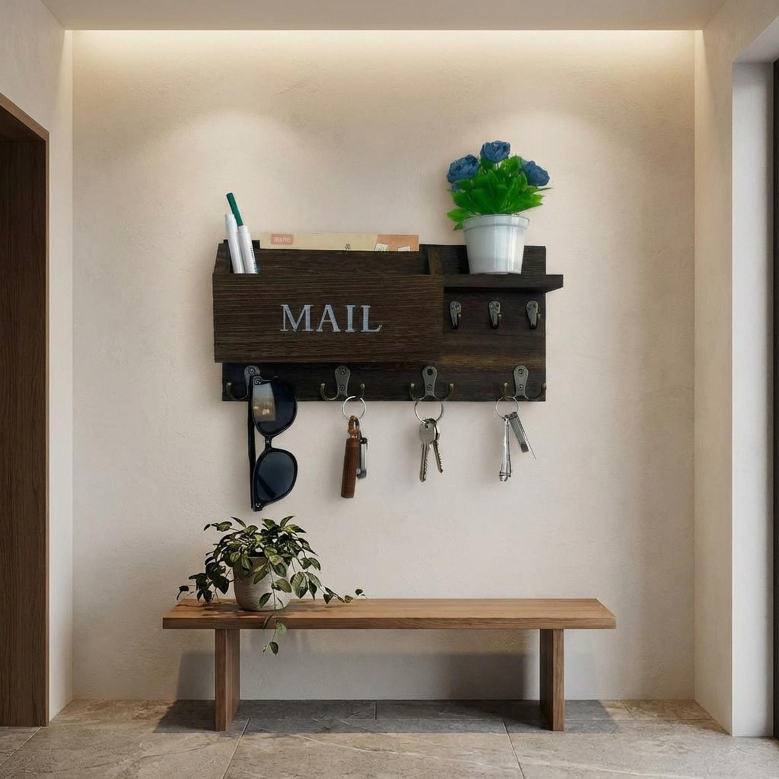 Wall Key Holder Key Hanger Key and Mail Holder Mail Organizer for Living Room Farmhouse