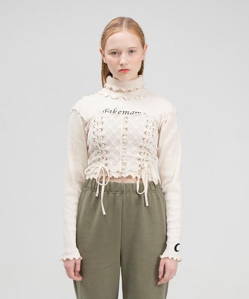 Fake Mama Logo High-Neck Top [Ivory] Ivory