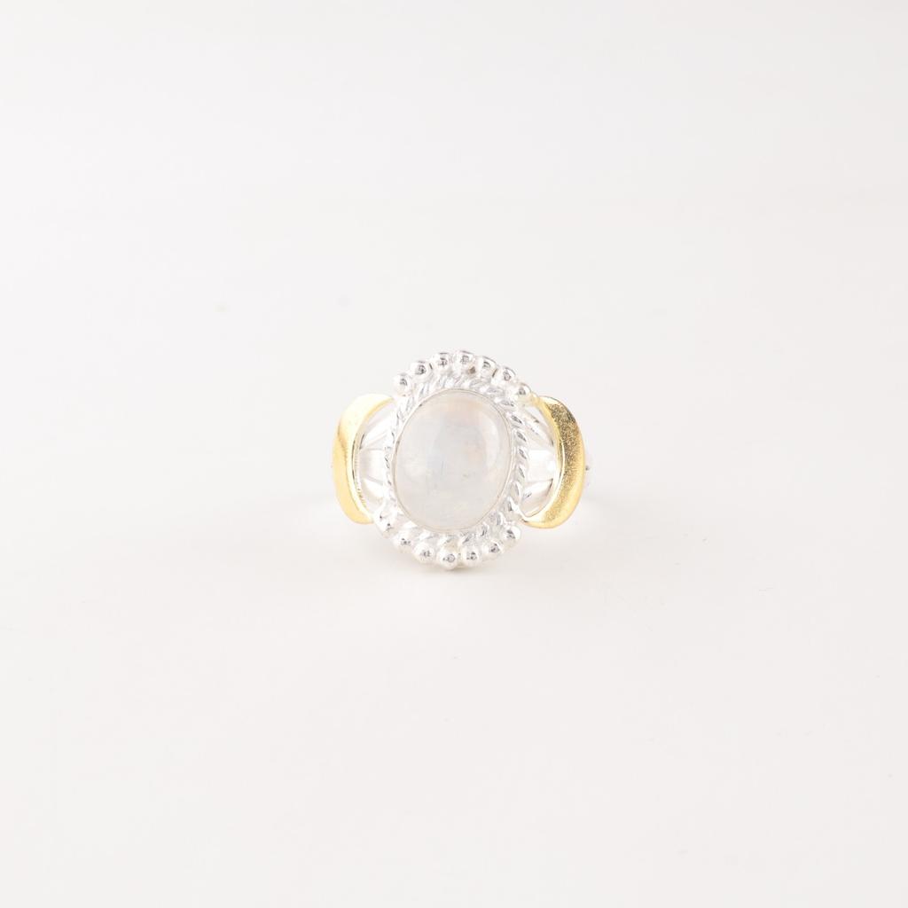 Natural Rainbow Moonstone Gemstone 925 Sterling Silver Jewelry Handcrafted Ring RR-61-27
