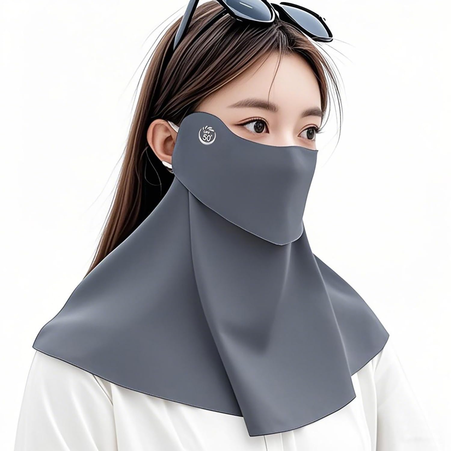 VUNIANKO Women s Face Cover, Cool Material, No More Breathing, UV Protection, Contact Cooling Sensation, серый