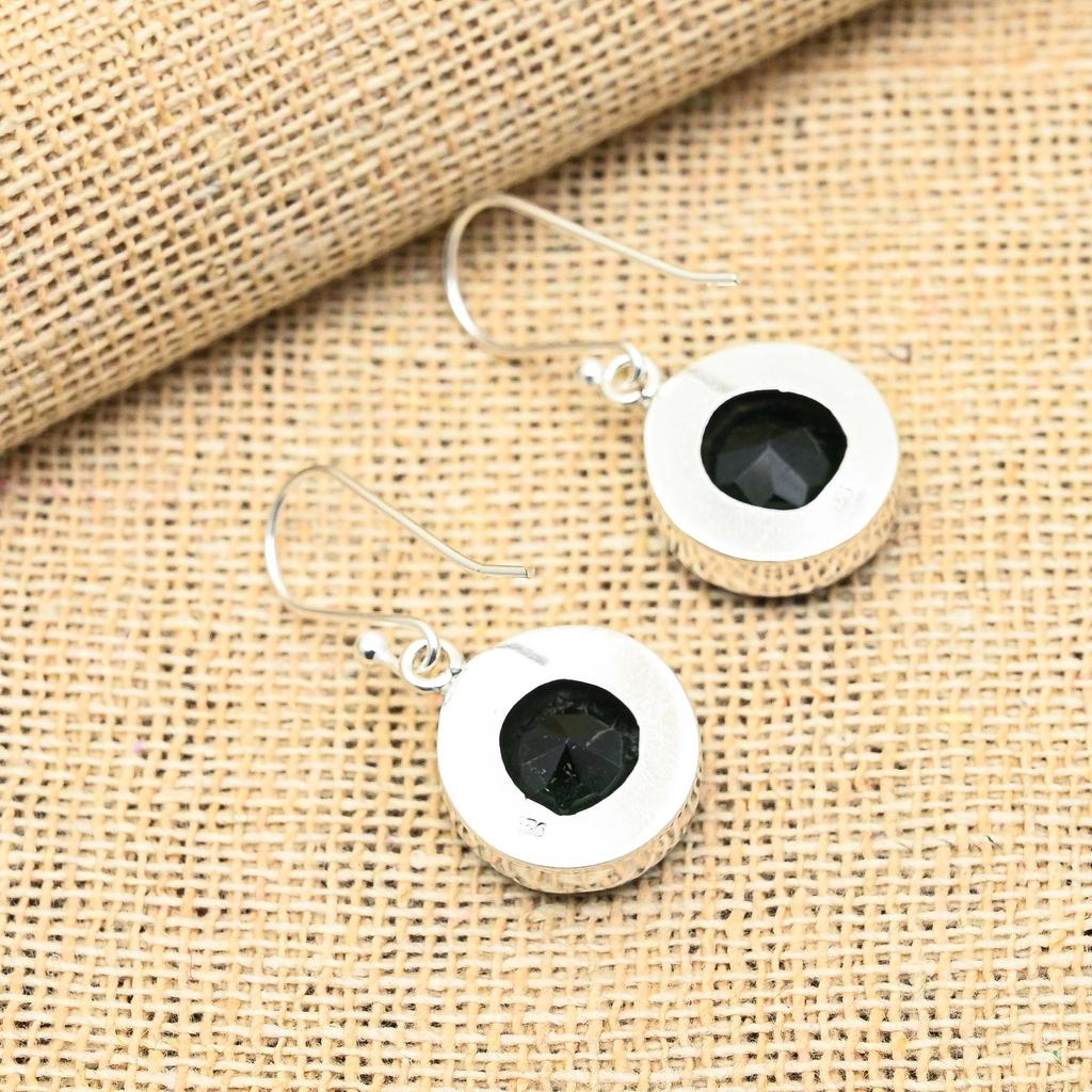 Pendientes de plata de ley 925 hechos a mano con diópsido cromado para mujer